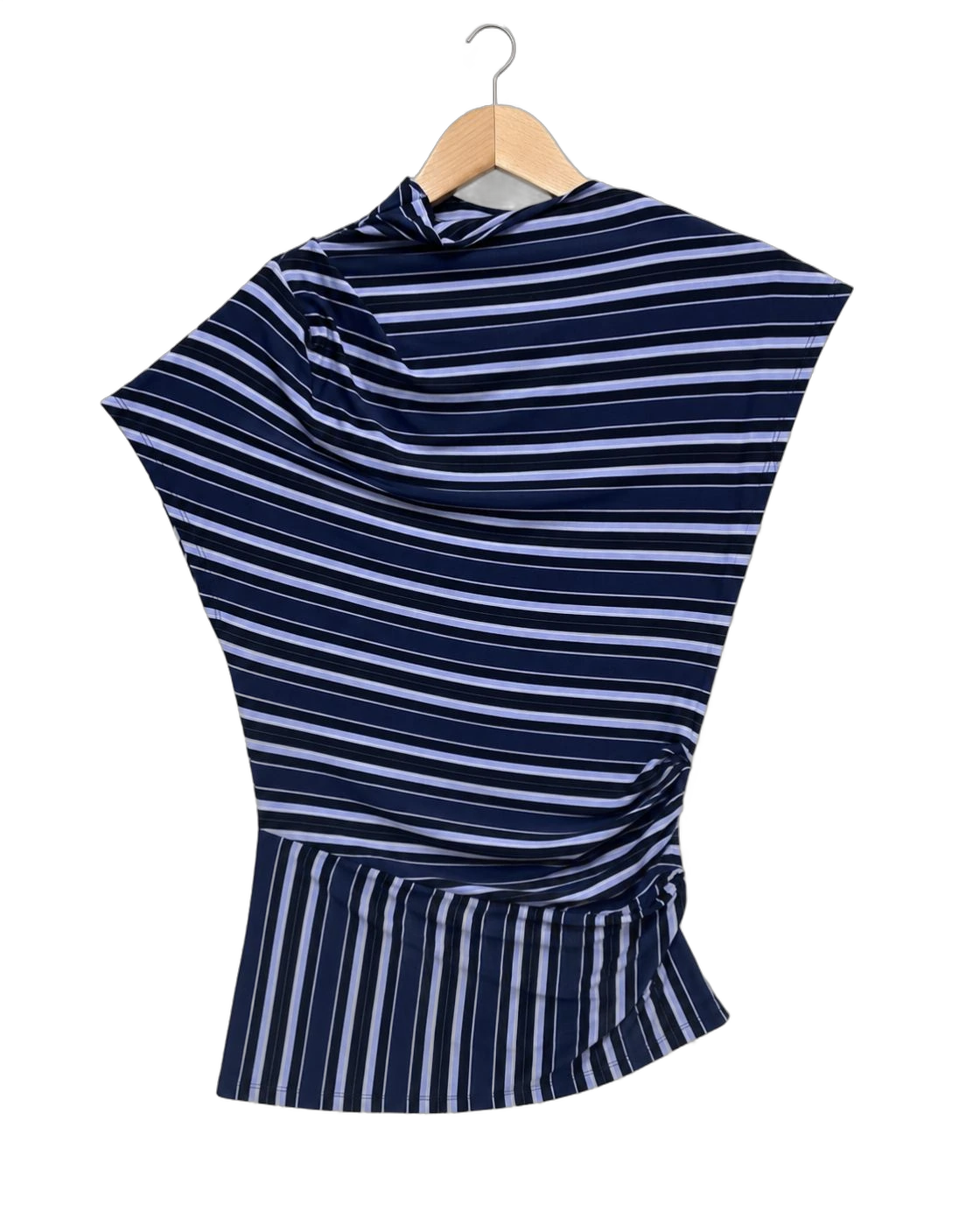 Striped Asymmetric Runched Shirt