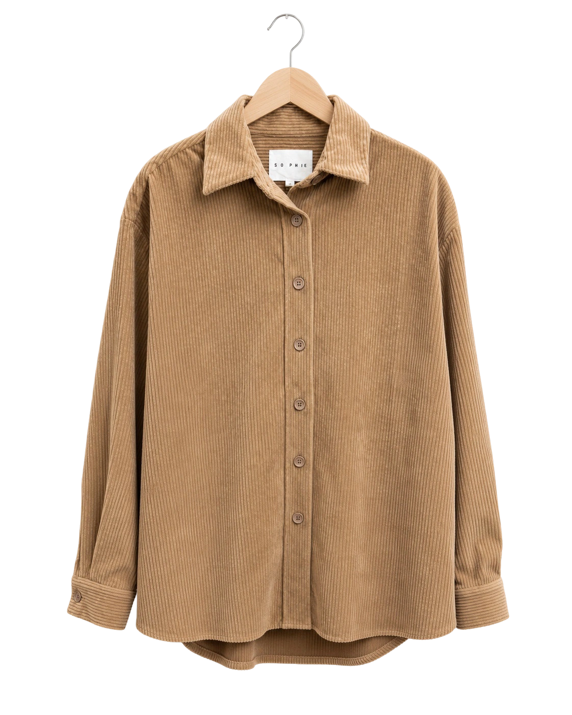 Camel Corduroy Long Sleeve Button Up