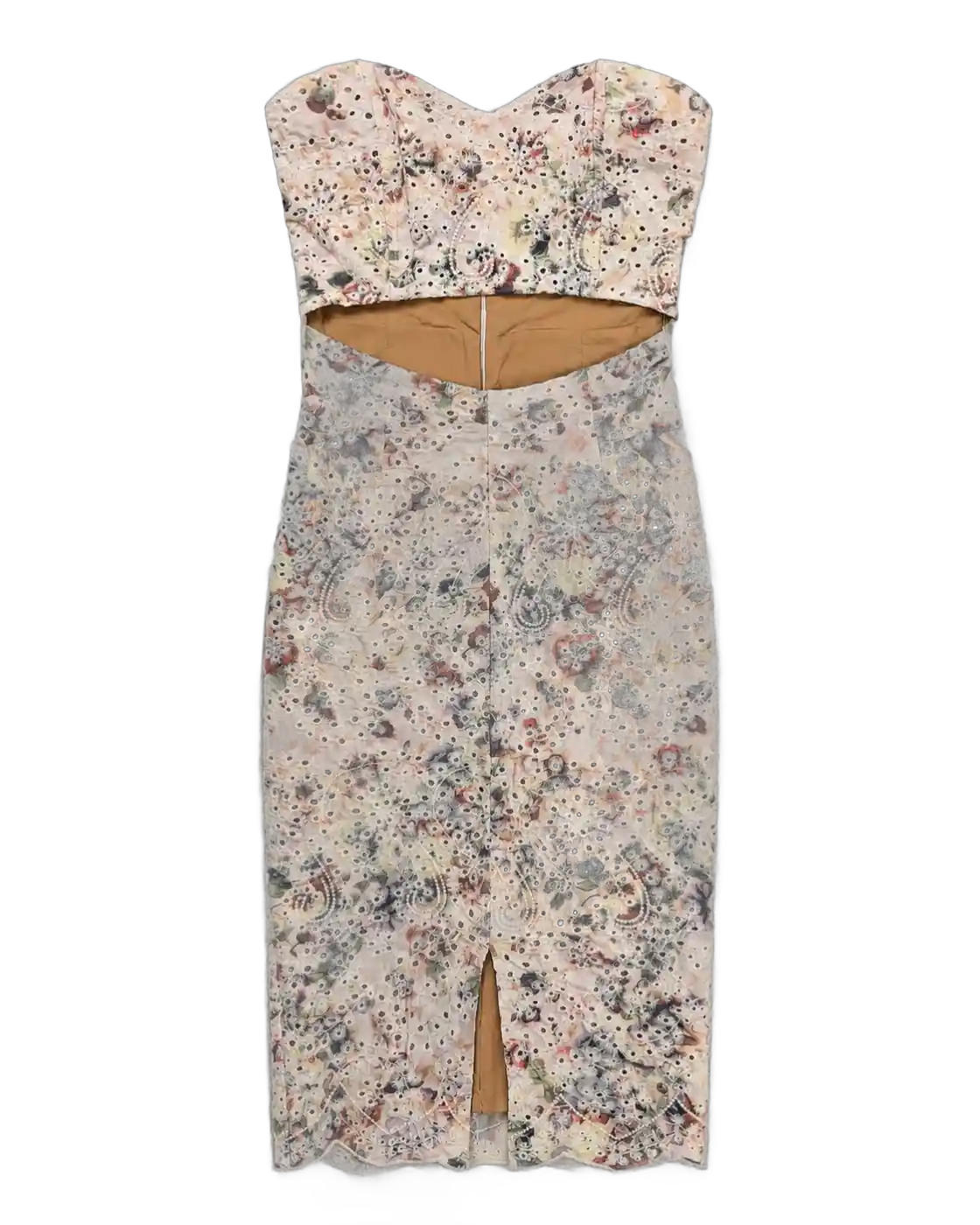 Pastel Floral Waist Cut Out Midi Dress