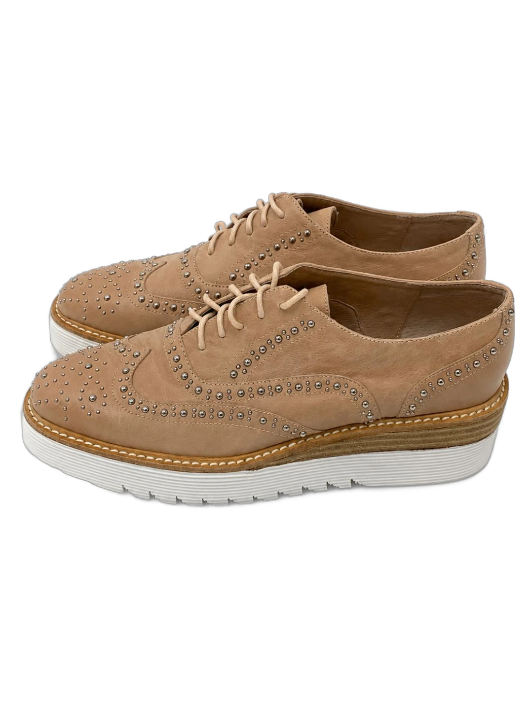 Platform Nude Studded Lace Up