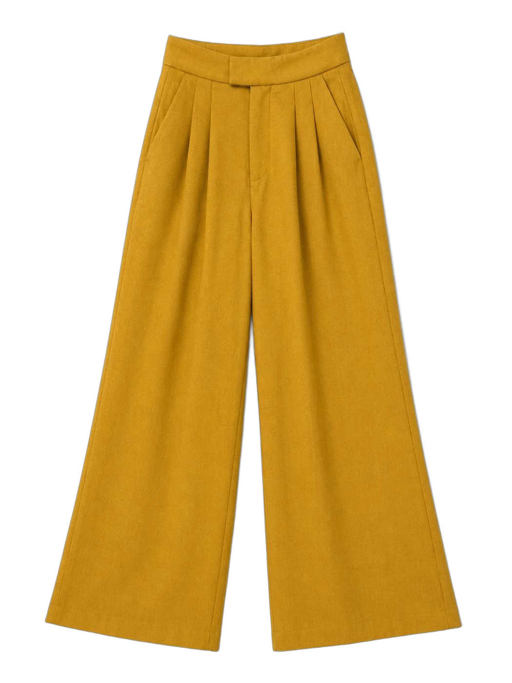 Turmeric Pleated Tailored Wide-leg Trousers