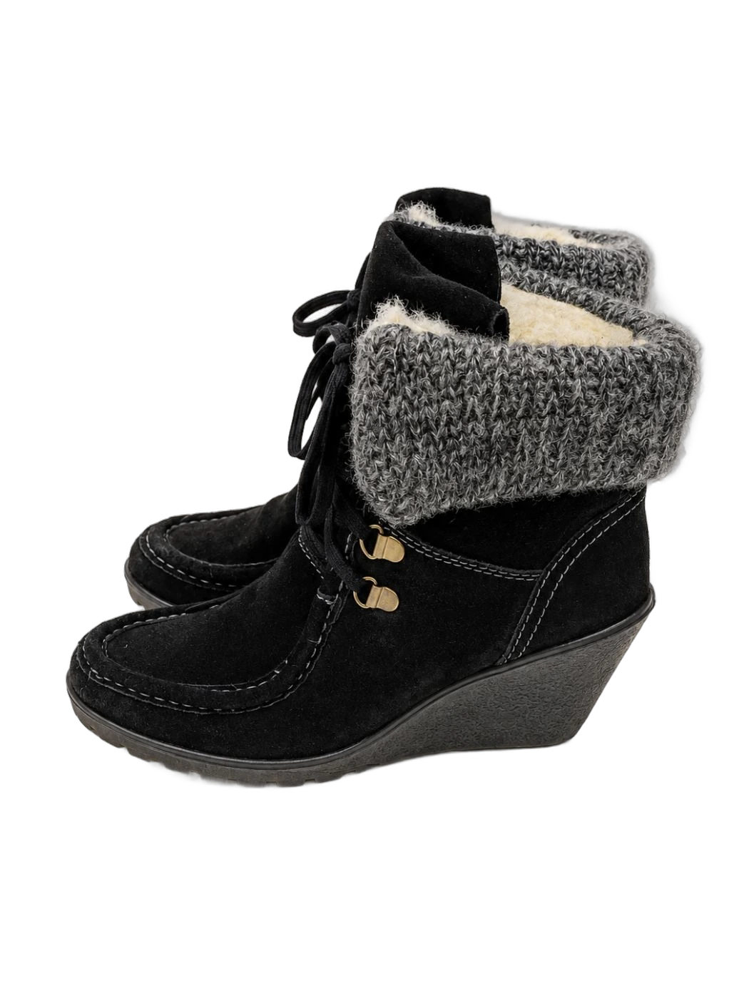 Fluffy Winter Wedge Booties