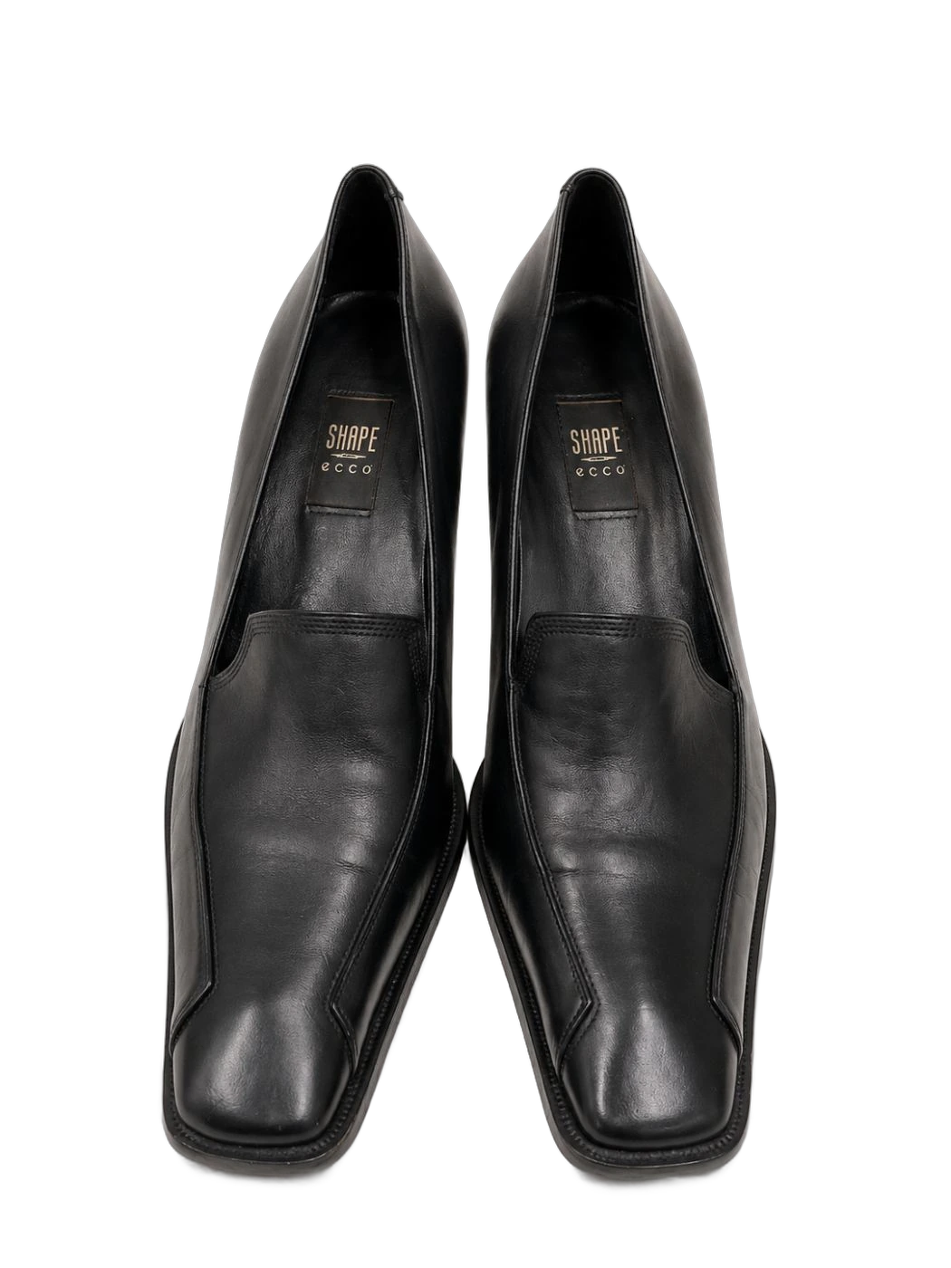 Black Leather Heeled Pointed Slip on