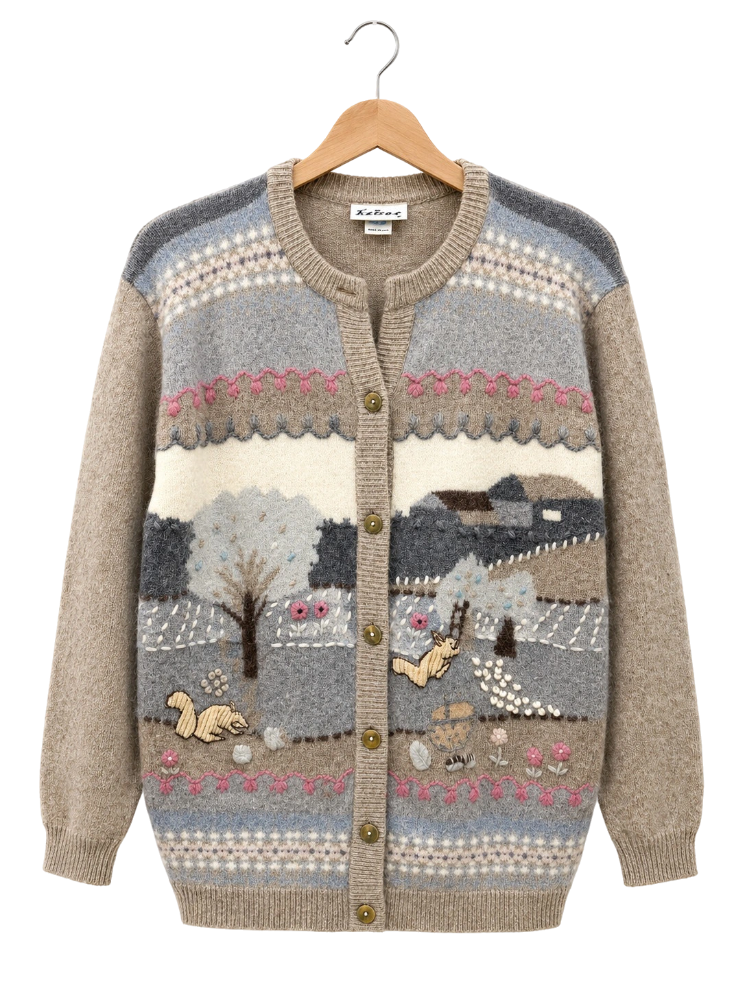 Whimsical Country Side Scene Cardigan