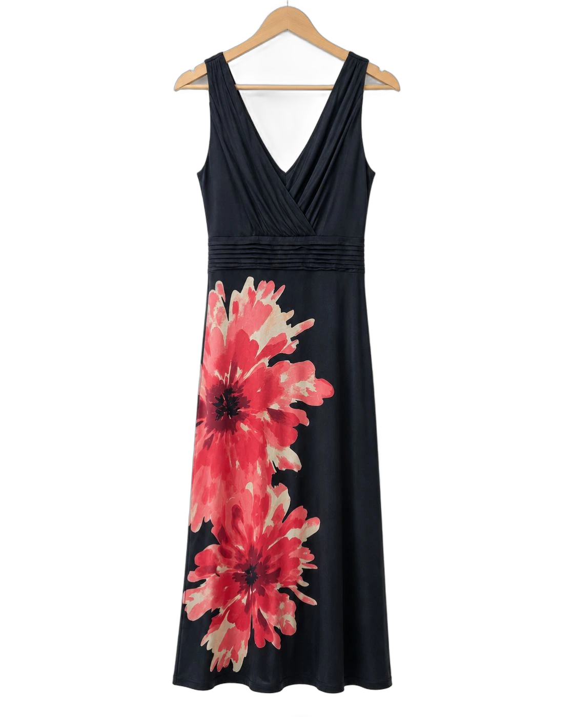 Black Satin Floral Slip Dress